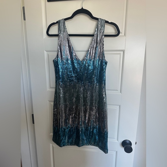 Lily Rose Sequin Mini Dress - Blue and Silver (Stretch) - Picture 3 of 3